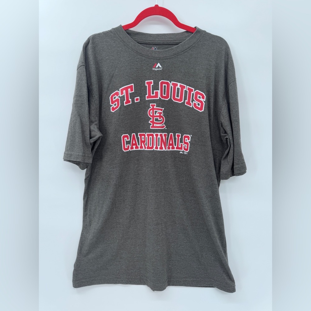 Majestic Gray St. Louis Cardinals Tee Men’s size Large Tall - Picture 2 of 6